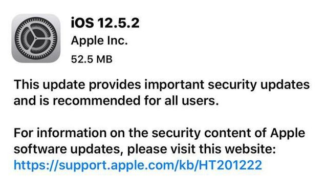 湟中苹果手机维修分享iOS12.5.2发布，建议所有老苹果用户安装 
